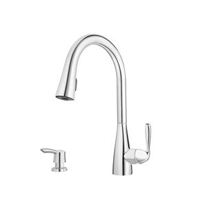 Robinet de cuisine à tête rétrabale Lima en chrome poli à arc élevé de Pfister (plaque de comptoir incluse)