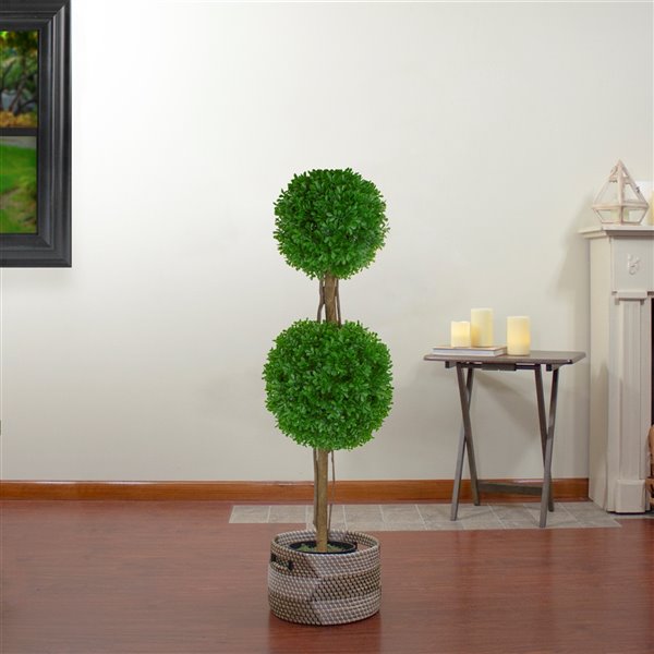 Northlight 36-in Green Double Sphere Artificial Boxwood Topiary Plant