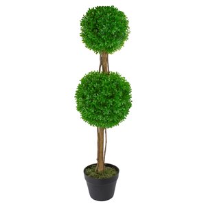 Northlight 36-in Green Double Sphere Artificial Boxwood Topiary Plant