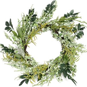 Northlight 12-in Green Artificial Mixed Leaves Wreath Plant
