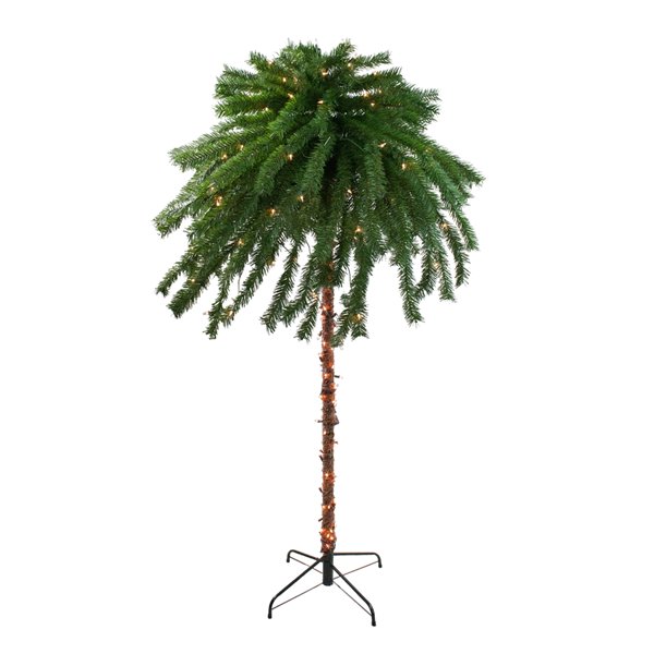Northlight 72-in Green Artificial Palm Plant with Clear Lights