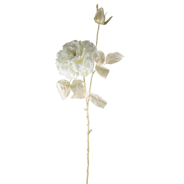 Northlight 26.5-in White and Gold Artificial Rose Flower