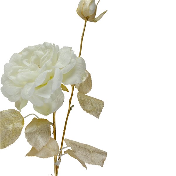 Northlight 26.5-in White and Gold Artificial Rose Flower