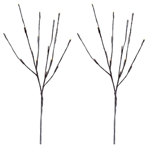 Northlight 28-in White/Brown Set of 2 LED Battery Operated Artificial Snow Branches