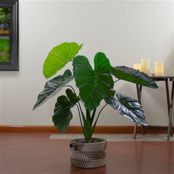 Northlight 40-in Green Artificial Taro Plant
