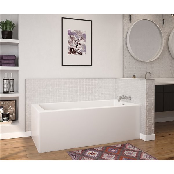 MAAX Nomad 60-in x 30-in x 18-in Rectangular White AcrylX Corner Bathtub with Right Drain