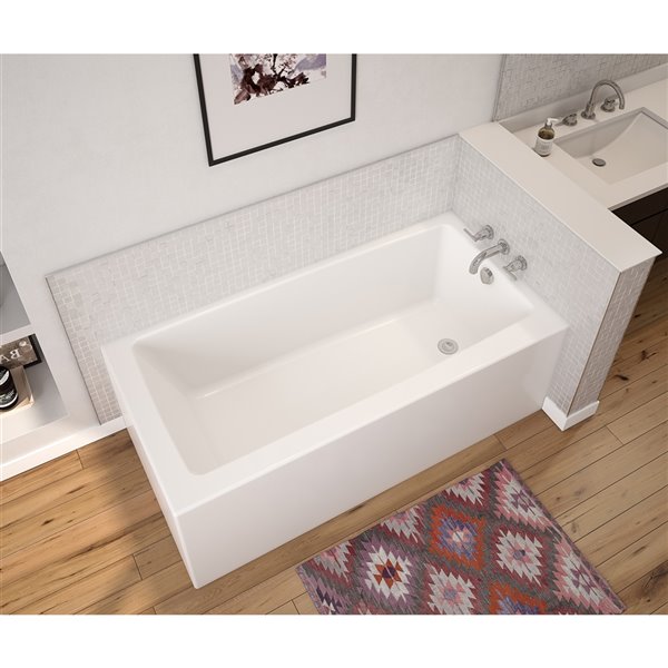 Baignoire en coin Nomad par MAAX rectangulaire en AcrylX blanc de 60 po x 32 po x 18 po avec drain à droite