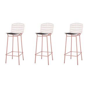 Tabouret de bar Madeline en or rose et noir 27 po à 35 po de Manhattan Comfort, ens. de 3