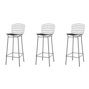 Tabouret de bar Madeline en gris charbon et noir 27 po à 35 po de Manhattan Comfort, ens. de 3