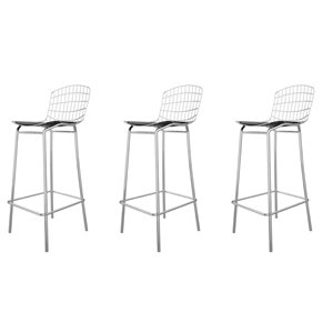 Tabouret de bar Madeline en argent et noir 27 po à 35 po de Manhattan Comfort, ens. de 3