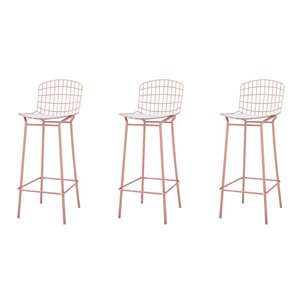 Tabouret de bar Madeline en or rose et blanc 27 po à 35 po de Manhattan Comfort, ens. de 3
