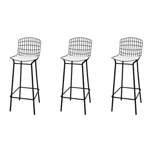 Tabouret de bar Madeline en noir et blanc 27 po à 35 po de Manhattan Comfort, ens. de 3