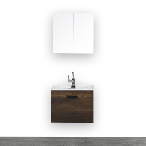 Streamline 24 In Brown Single Sink Bathroom Vanity With Glossy White   330787472 MainImage 001 L 