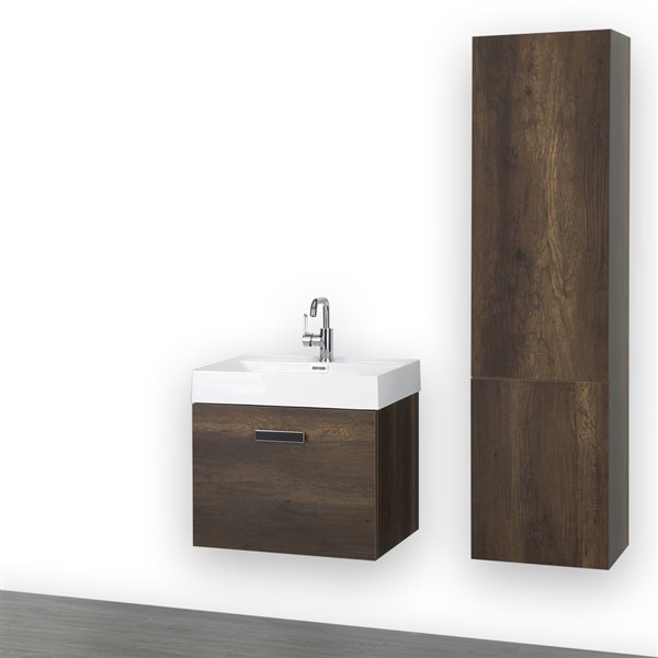 Streamline 24 In Brown Single Sink Bathroom Vanity With Glossy White   330787546 AlternateImage2 L 