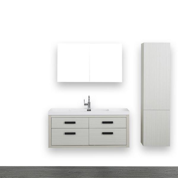 Streamline 48-in Ash Grey Single Sink Bathroom Vanity with Glossy White ...