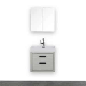Streamline 24-in Ash Grey Single sink Bathroom Vanity With Glossy White (1 Mirror Included)