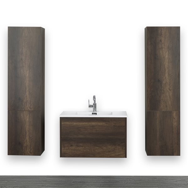 Streamline 32-in Brown Single Sink Bathroom Vanity with Glossy White ...