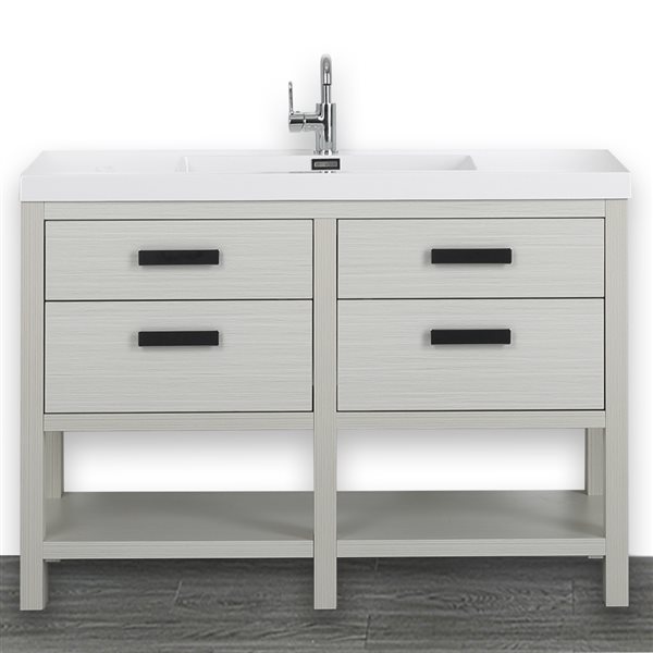 Streamline 48-in Ash Grey Single Sink Bathroom Vanity with Glossy White ...