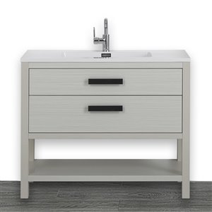 Streamline 40-in Ash Grey Single sink Bathroom Vanity With Glossy White (Freestanding)