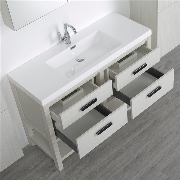 Streamline 48-in Ash Grey Single Sink Bathroom Vanity with Glossy White ...