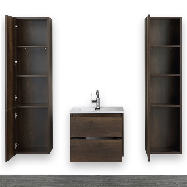 Streamline 24 In Brown Single Sink Bathroom Vanity With Glossy White   330787746 AlternateImage1 L 