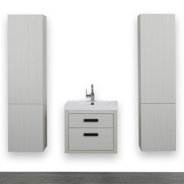 Streamline 24-in Ash Grey Single Sink Bathroom Vanity with Glossy White ...