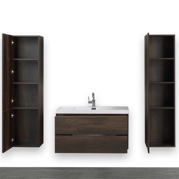 Streamline Brown 40 In Single Sink Bathroom Vanity With Glossy White   330787779 AlternateImage1 L 