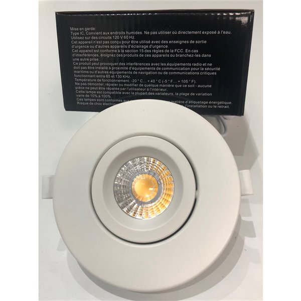 Plafonier encastré de 4 po, rond, blanc, lumière réglable, 60 watt de TorontoLed (Paquet de 4)