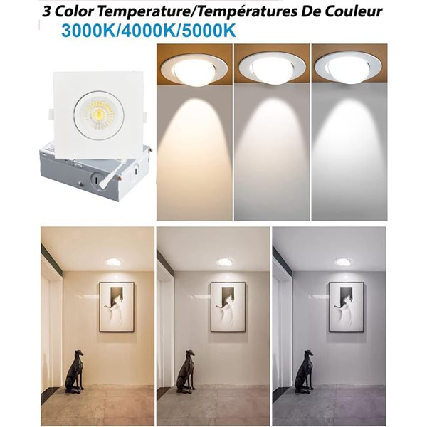 TorontoLed 4-in 3000K Square Recessed Ceiling Gimbal Light (4 Pack)