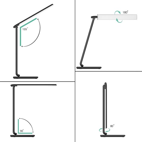 Torontoled Led Table Lamp 40-in Adjustable Black Touch Standard Desk Lamp With Plastic Shade