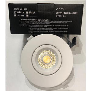 Plafonier blanc encastré de 4 po, rond, lumière réglable équivalente à 60 watt de TorontoLed (Paquet de 4)