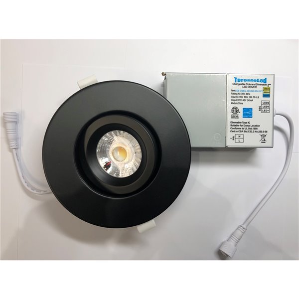 TorontoLed Integrated 4-in 60-watt Equivalent Black Round Dimmable