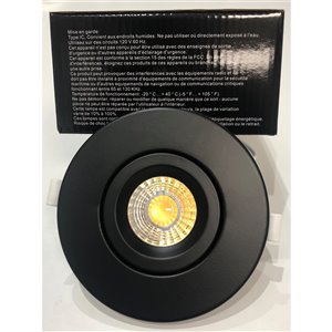 Plafonier noir encastré de 4 po, rond, lumière réglable, 60 watt de TorontoLed (Paquet de 4)