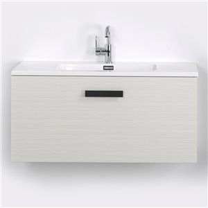 Meuble-lavabo mural simple gris cendré par Streamline de 40 po avec comptoir blanc et 1 large tiroir