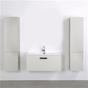 Meuble-lavabo mural simple gris cendré par Streamline de 40 po avec comptoir blanc et 2 lingeries
