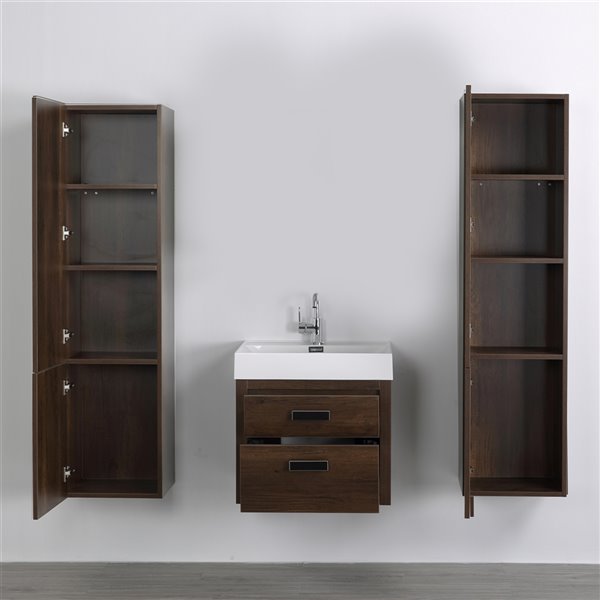 Streamline 24 In Brown Single Sink Bathroom Vanity With Glossy White   330787820 AlternateImage1 L 