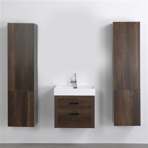 Streamline 24 In Brown Single Sink Bathroom Vanity With Glossy White   330787820 MainImage 001 L 