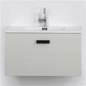 Streamline 32-in Single Sink Ash Grey Bathroom Vanity with Glossy White Solid Surface Top