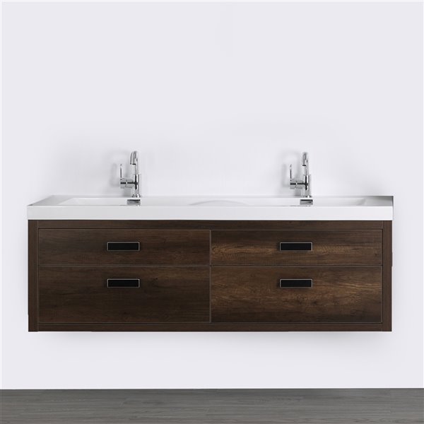 Streamline 63 In Brown Double Sink, 63 Inch Double Sink Bathroom Vanity