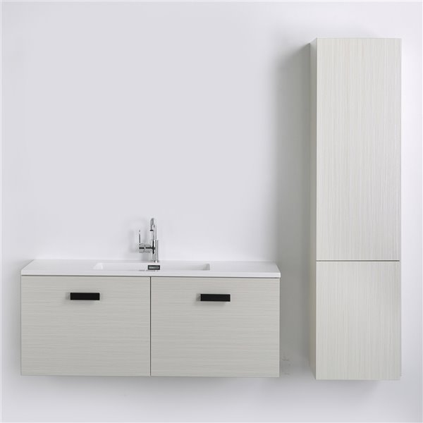 Streamline 48-in Ash Grey Single Sink Bathroom Vanity with Glossy White ...