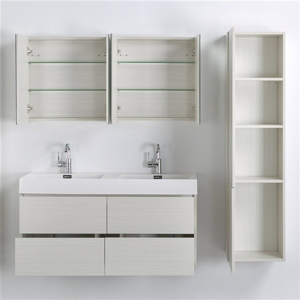 Streamline 48 In Ash Grey Double Sink Bathroom Vanity With Glossy White Solid Surface Top 2 Mirrors And Cabinets Included Rona - Ikea Canada 48 Bathroom Vanity Mirror