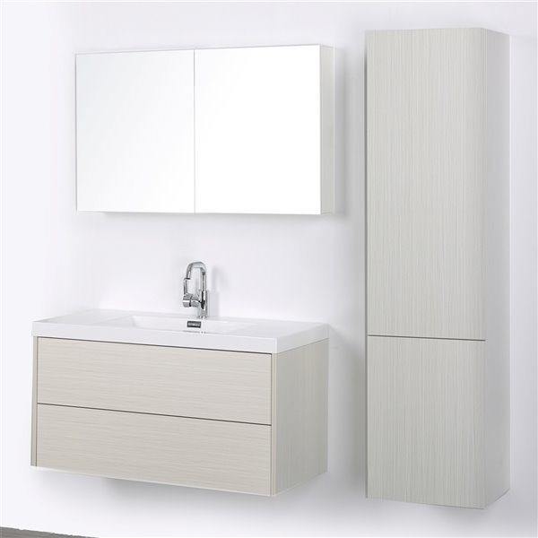 Streamline 40in Ash Grey Single Sink Bathroom Vanity with Glossy White