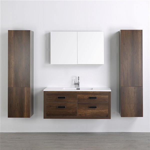 Streamline Brown 48 In Single Sink Bathroom Vanity With Glossy White   330787918 MainImage 001 L 