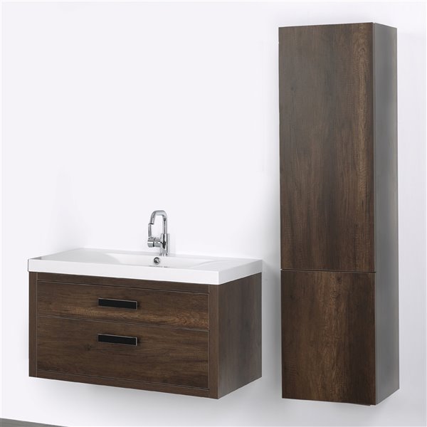 Streamline Single Sink 40-in Brown Bathroom Vanity with Glossy White Solid Surface Top (Cabinet Included)