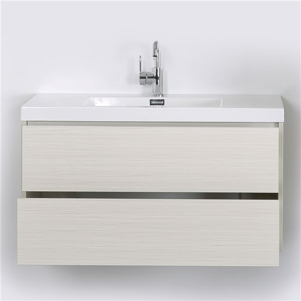 Streamline 40-in Ash Grey Single Sink Wall-Mount/Floating Bathroom Vanity with Glossy White Top