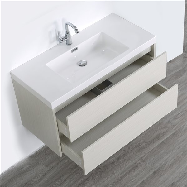 Streamline 40-in Ash Grey Single Sink Wall-Mount/Floating Bathroom Vanity with Glossy White Top