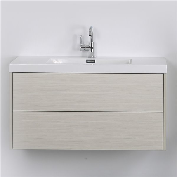 Streamline 40-in Ash Grey Single Sink Wall-Mount/Floating Bathroom Vanity with Glossy White Top