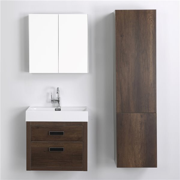 Streamline 24 In Brown Single Sink Floating Bathroom Vanity With Glossy   330787973 MainImage 001 L 