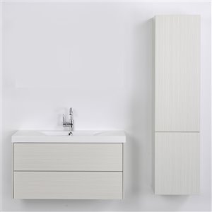 Meuble-lavabo mural simple gris cendré par Streamline de 40 po avec comptoir blanc lustré et 1 lingerie murale