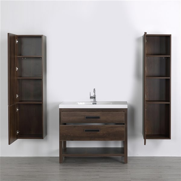Streamline 40in Brown Single Sink Freestanding Bathroom Vanity with